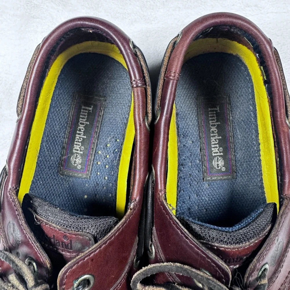 Timberland Boat Shoes Mens Size‎ 10 Burgundy Leather 2-Eye Deck Moc Gripstick